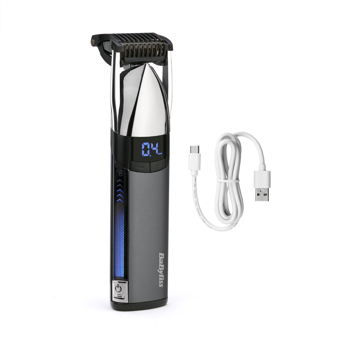 BaByliss Super-X Metal S996E Baardtrimmer - Japans Staal Mes - 0.4mm-5.0mm haarlengte - Digitaal Scherm - Meebewegende Kop