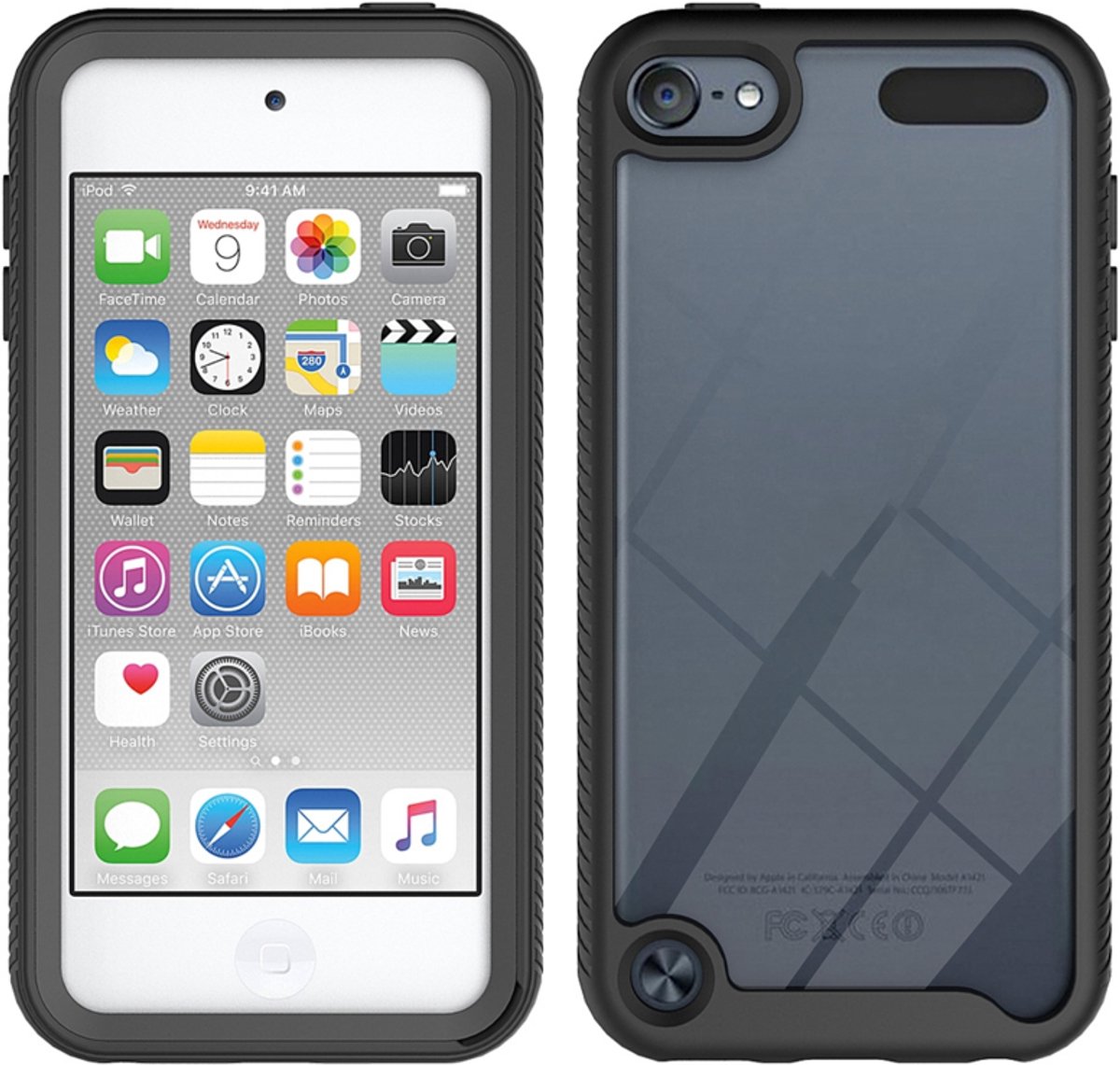 Armor-Case Bescherm-Cover Skin Sleeve geschikt voor iPod Touch 7G - 6G - 5G - Zwart
