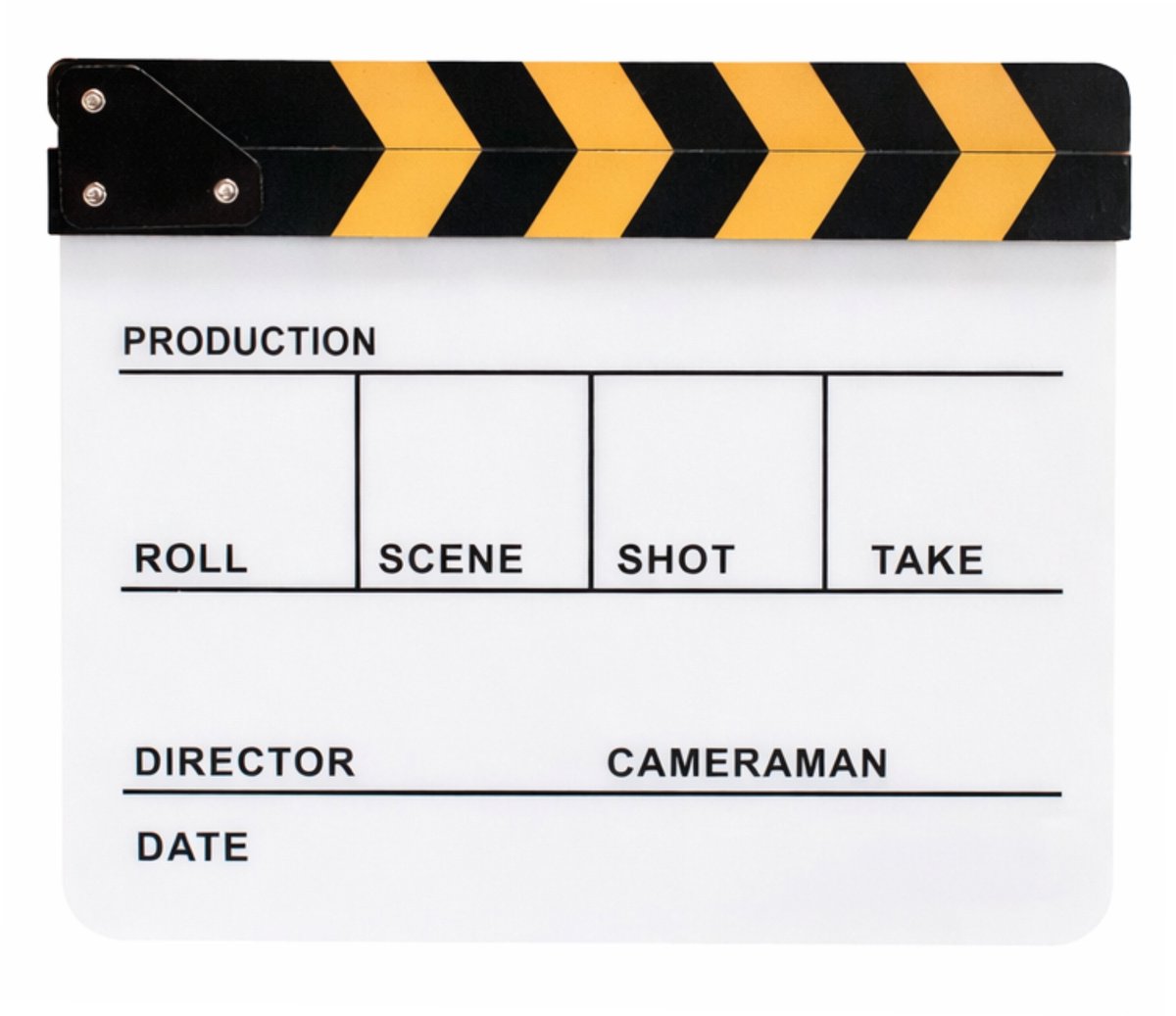 Director Clapper Board / Filmklapper - Whiteboard: Wit - Klapper: Zwart/Geel - type: DC-04