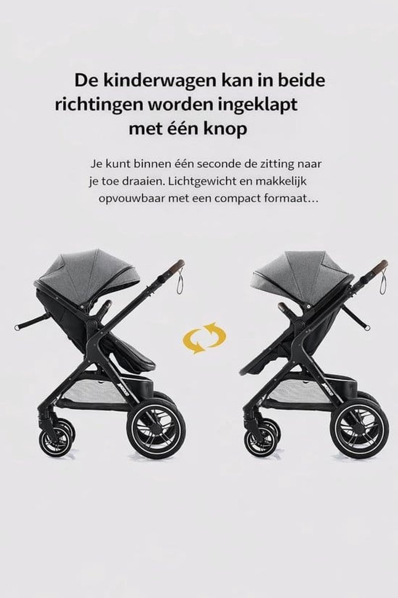 Luxe 3 in 1 Kinderwagen met Autostoel - Inklapbaar - Roze - afbeelding 2