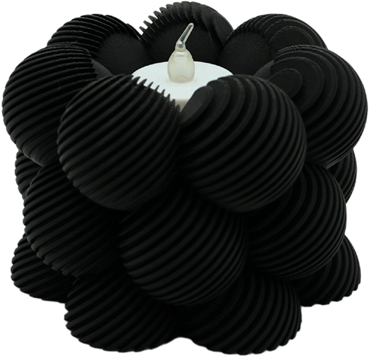 Lovora Waxinelichthouder Bubble Schuin Gestreept - Zwart - 3d geprint - Moderne woonaccessoire - Stijlvolle waxinelichthouder