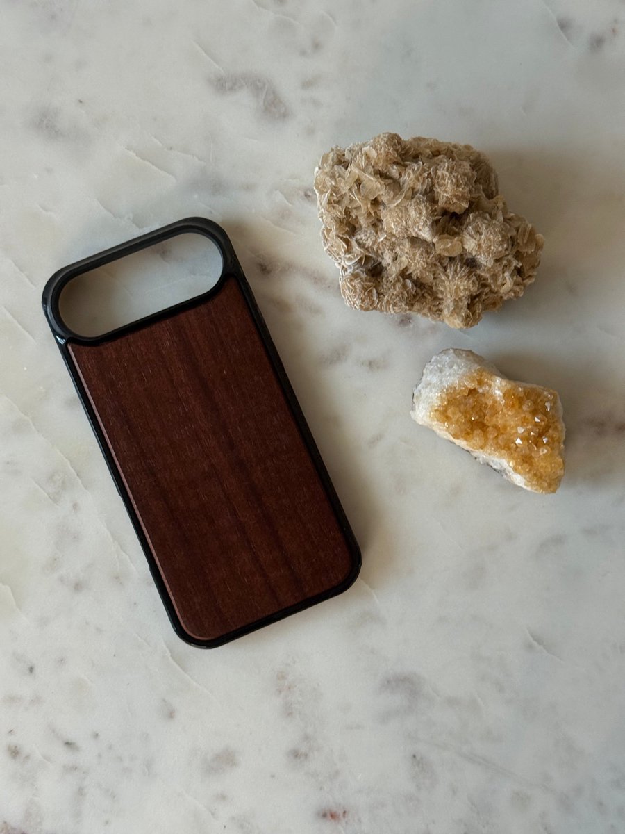 Houten iPhone Air hoesje case - Walnoot kleur - telefoonhoesje - Geschikt voor iPhone Air - Bamboe - Stevig & Veilig