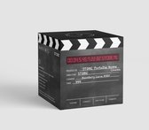 Zwarte filmklapdoos met witte zigzagrand en rode digitale cijfers. Tekst: STOBE Portable Home Cinema, Blackberry Curve 8520, TAKE 999, STOBE.NL