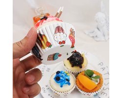 Cupcake-vellen 100 vellen-met Cherry Cake-ontwerpen, geschikt voor verjaardagsfeestjes en familiebijeenkomsten, met oliebestendig papier voor hoofdtaarten en muffins.