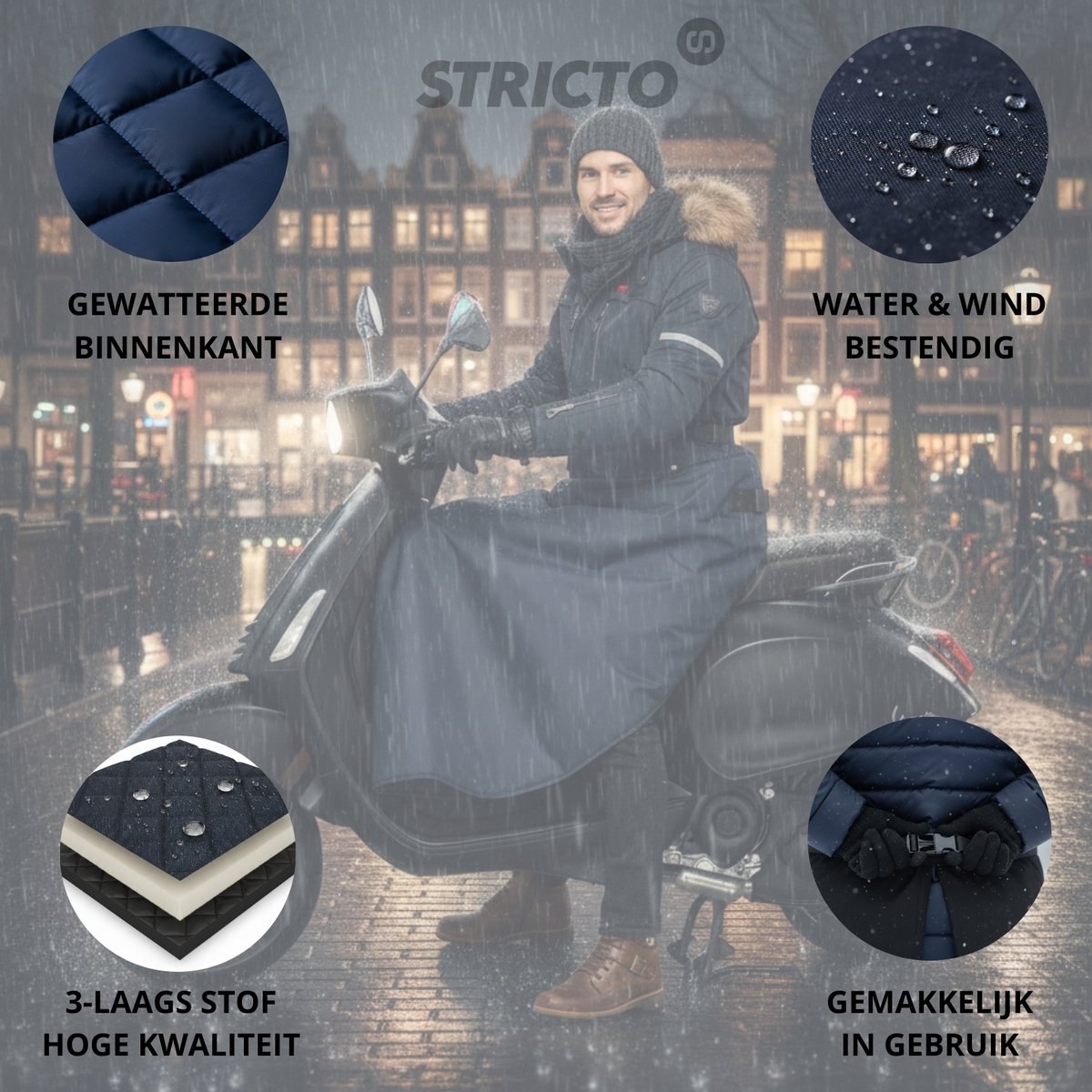 Stricto Easy-On Basic A+ Scooter Beenkleed – Universeel – Waterdicht & Winddicht – Beenwarmer – Beschermingsniveau A+ – foto 3
