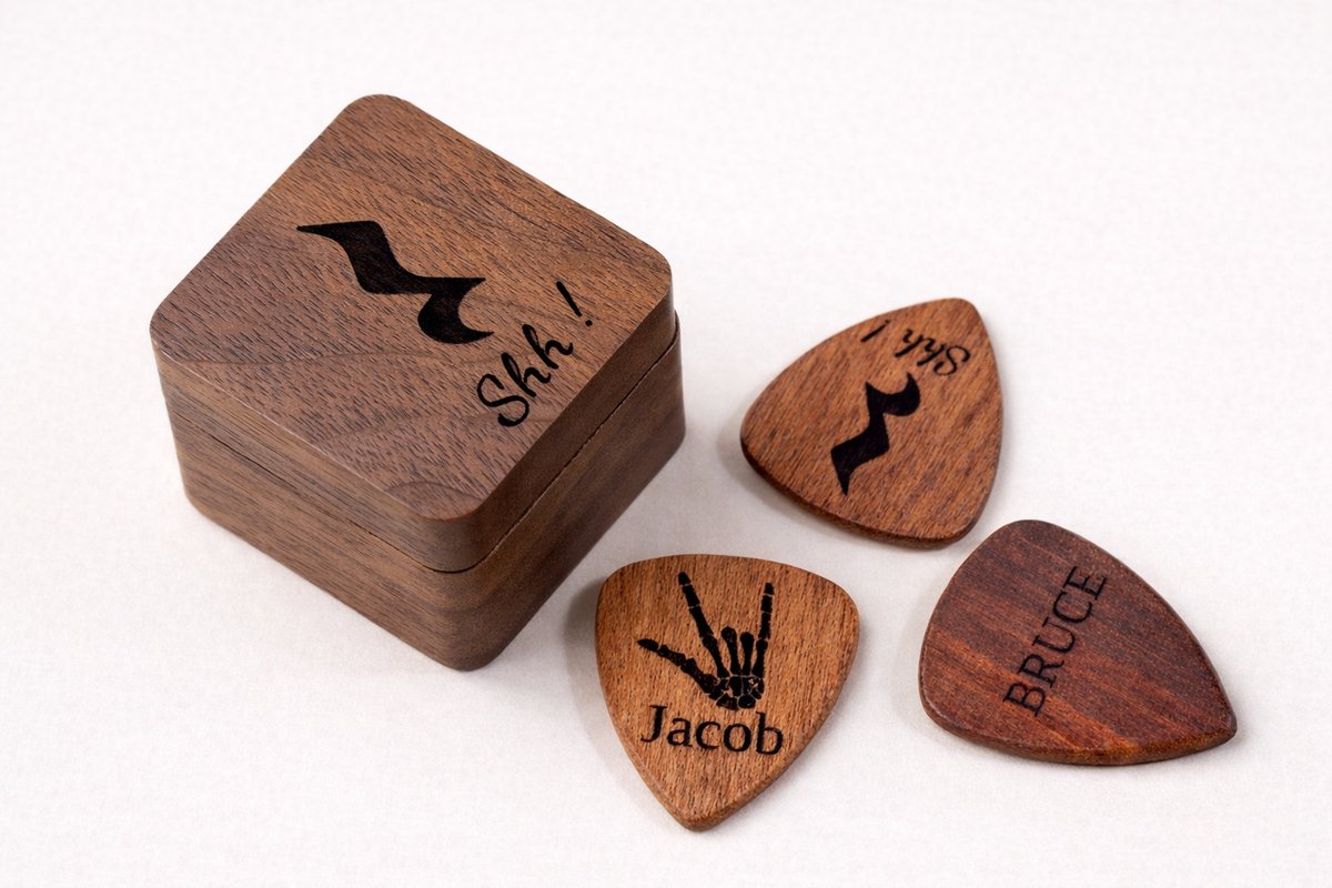Houten Gitaar Plectrum Doos Gepersonaliseerd Met Naam
