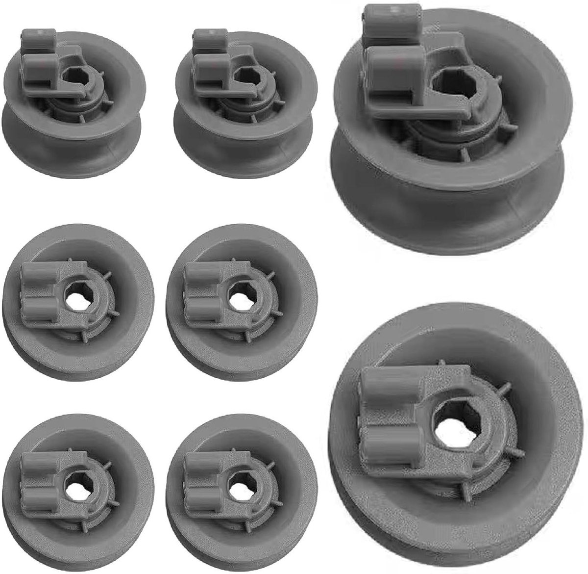 8 stuks vaatwasmachine rollen - Vaatwasser accessoire - Bovenkorf vervangingsset - Grijs