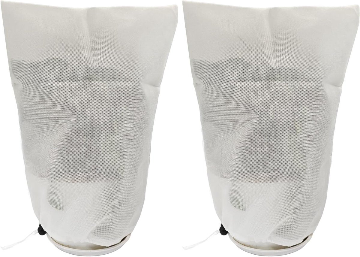 Bescherming voor potplanten tegen winterse omstandigheden - 2 stuks - vorstbescherming - plantenhoes - 30 x 40 cm - vliesstof - herbruikbaar.