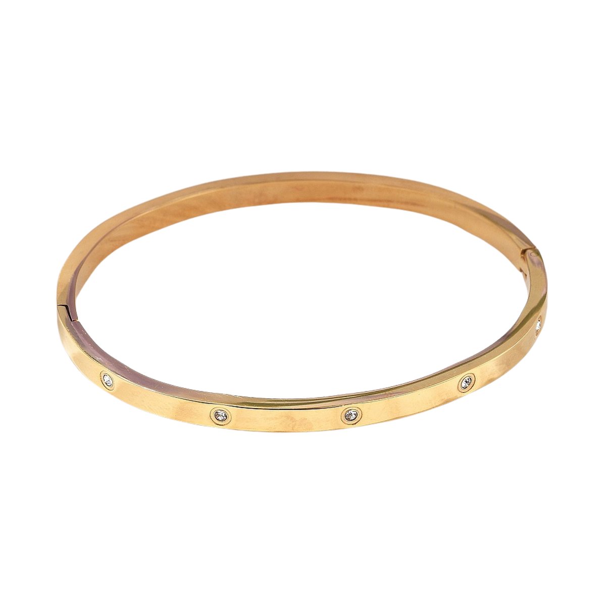 LOUIZ Gouden Bangle - Bangle met strass steentjes - Bangle Goudkleurig - Classic Bangle Armband Dames - Stainless Steel 18K verguld - Waterproof en Hypoallergeen - Perfect cadeau voor dames