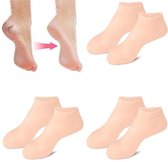3 paar - Siliconen hydraterende sokken - Spa siliconen sokken voor dames - Voetmaskerhoezen - Voetverzorgingssokken - Hydraterend - Anti-uitdroging - Herbruikbaar - Khaki - One Size Fits All - Geschikt voor droge en gebarsten voeten