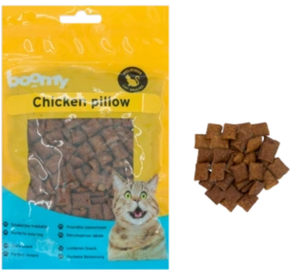 Boomy - Pillows - Kattensnacks met kip - Krokante kattensnoepjes met zachte vulling - 2 x 100g
