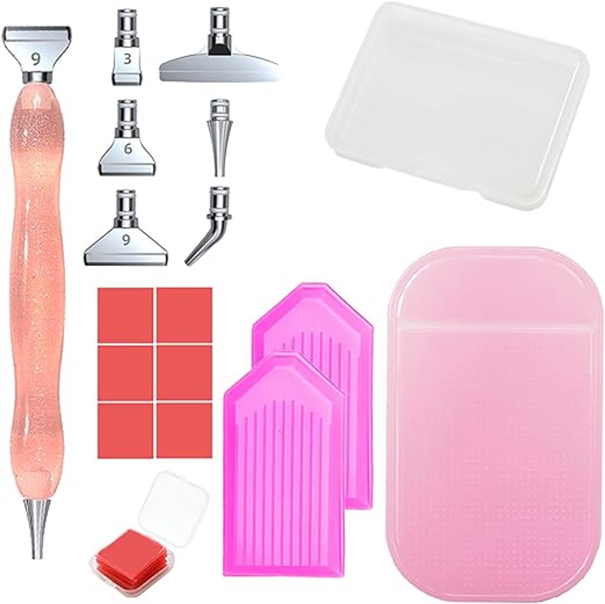 Ronte -  Diamond Art Pen Kit – Ergonomische Diamant Painting Pen met 6 Verwisselbare Metalen Punten & Wax