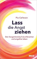 Boek 'Lass die Angst ziehen' van Pia Callesen, met een abstracte, wervelende achtergrond in roze, oranje en geel. De titel staat centraal.