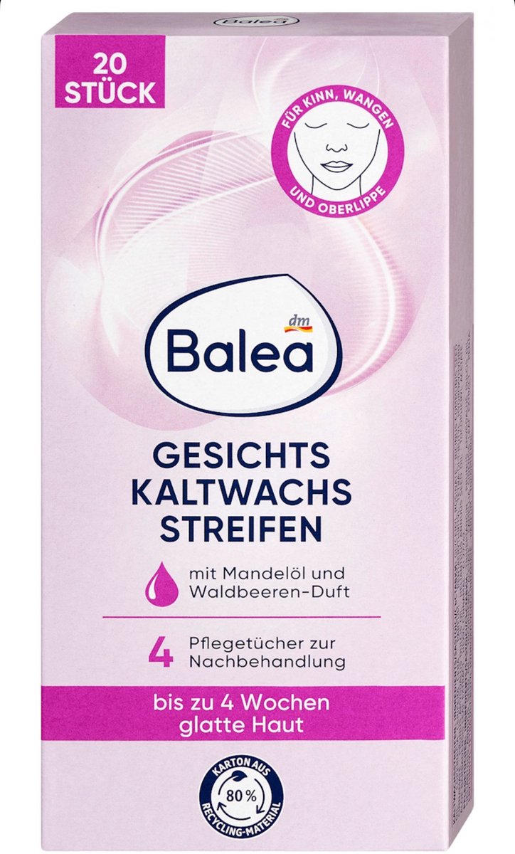 Balea koude waxstrips voor het gezicht 20 stuks