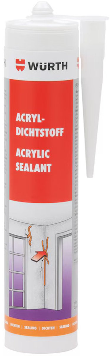 Wuerth Acrylaat Voegenkit - Wit - 280ml - Overschilderbare Kit voor Binnen