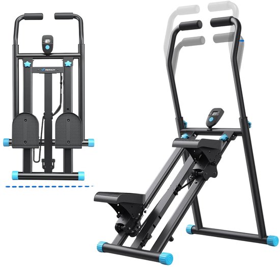DoneMore® - verticale trapklimmer - cardio fitness apparaat - opvouwbaar - full body training - zwart - 97 × 56 × 131 cm - 12 kg