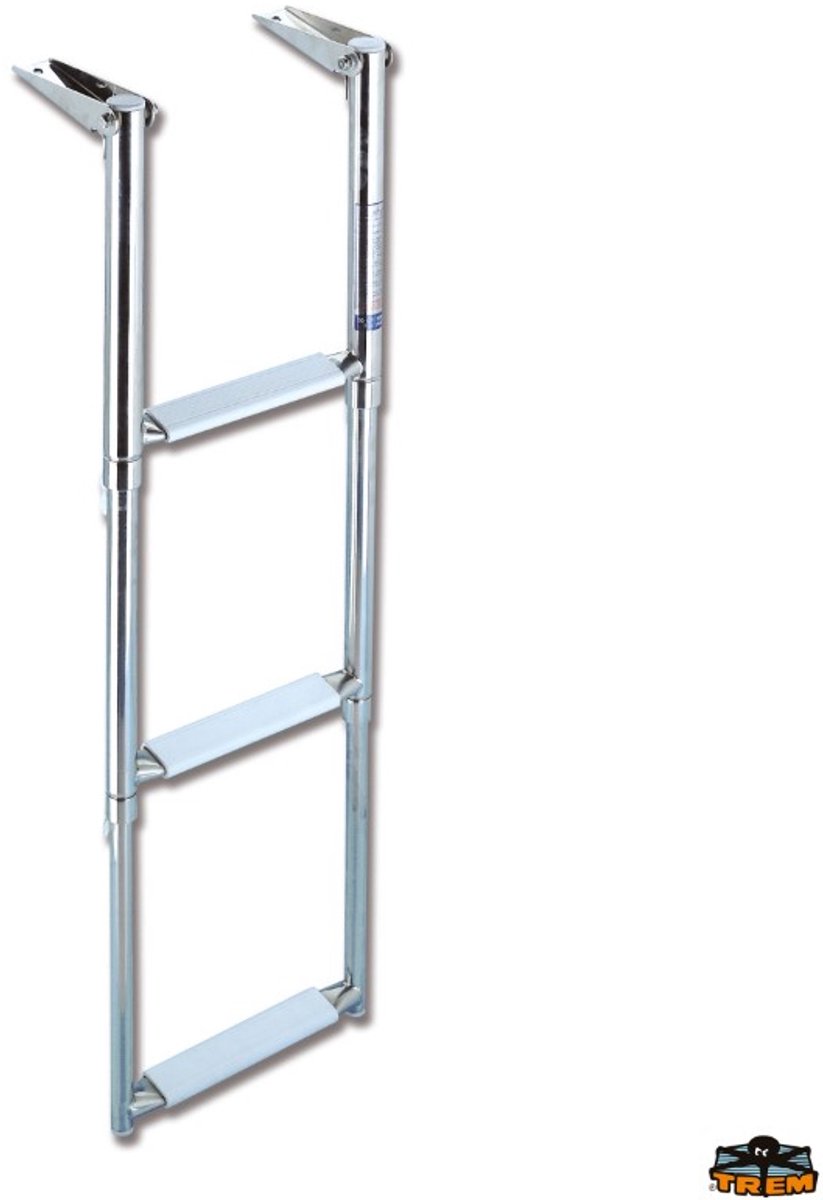 Trem Roestvrij Staal 3 Stappen Telescopische Ladder Zilver 30 x 37-87.5 cm