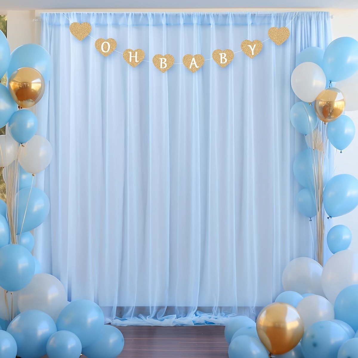 Gordijn/valletje uit één stuk - gedrapeerd gordijn/valletje - gaas voor gordijnroede - achtergrond voor bruiloften - kreukvrij - zijdezacht polyester materiaal - geschikt voor verjaardagen, feesten en andere gelegenheden. - 160 x 270cm