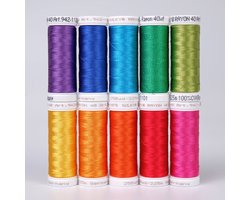SULKY RAYON 40 - COLOUR WHEEL (10x 225m Snap Spools) - Naaisetje - garenset - Naaigaren - Naaien - Borduren - Quilten - Kleurenwiel - Regenboog
