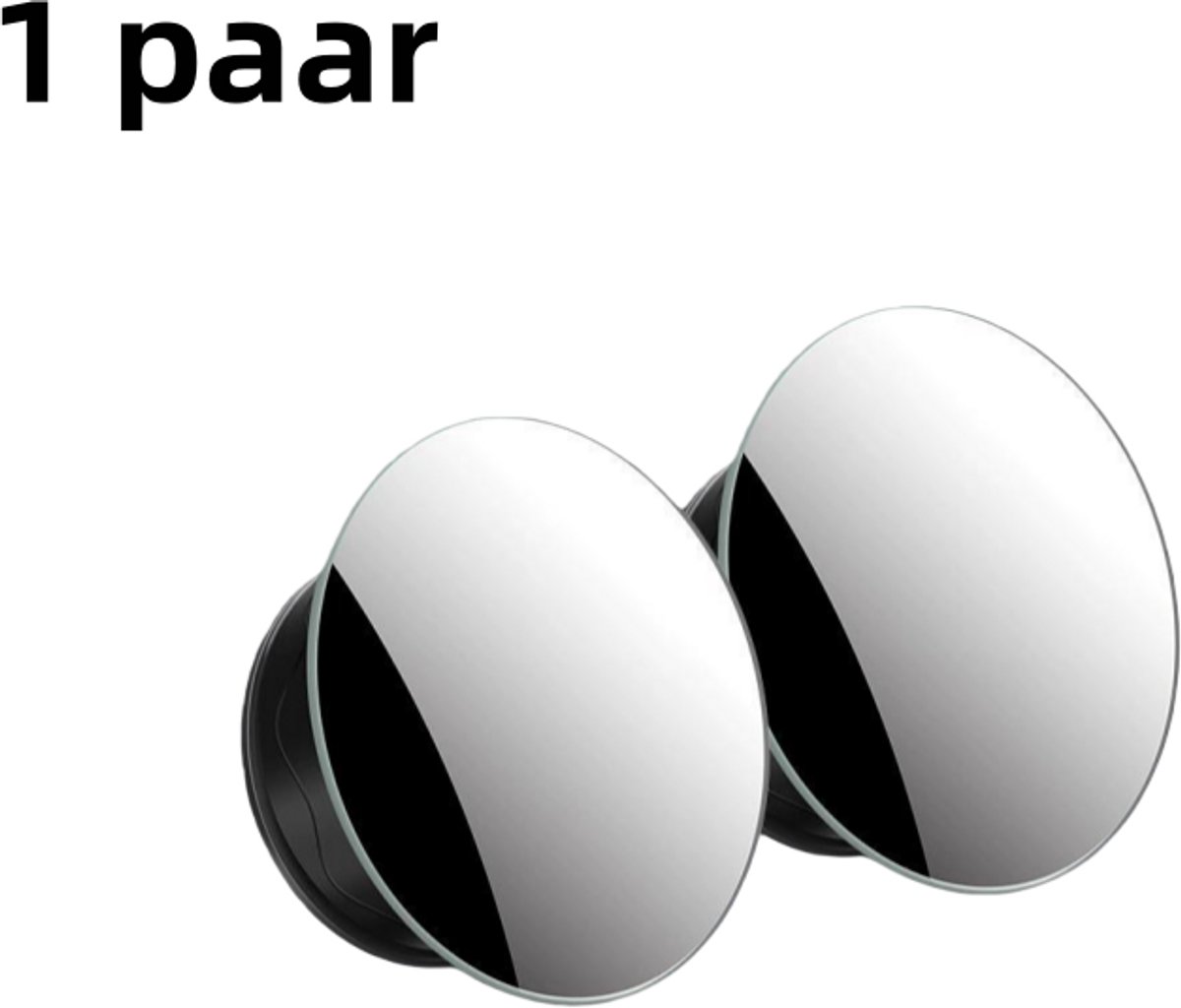 1 paar - Kleine ronde achteruitkijkspiegels voor auto's - Hoge resolutie - 360 graden - Bol - Verstelbaar - Achteruitrijassistentie met dodehoekspiegel - Zuignapbevestiging - Zonder frame - Zwart