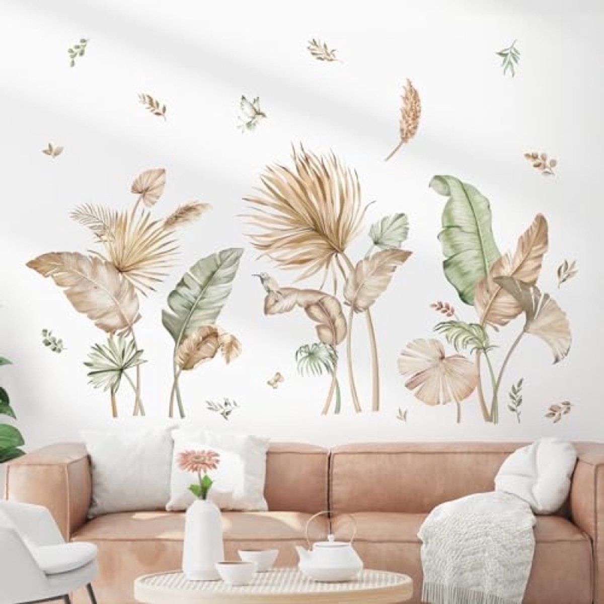 PromoHome Tropische Bladeren Muursticker - Verwijderbare Decoratie voor Woonkamer en Slaapkamer