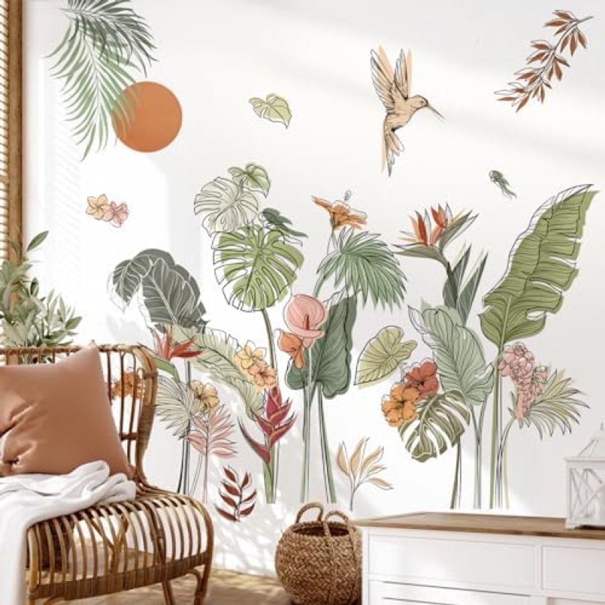 PromoHome Tropische Planten Muursticker Set - Verwijderbaar en Waterdicht