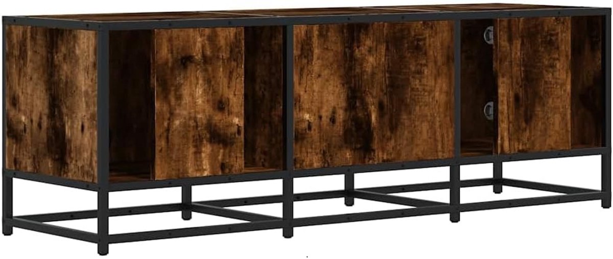 TV-meubel Urbanhome Rookeiken – Industrieel Lowboard met Metalen Frame en Opbergruimte, Robuust Hout, Voor Woonkamer en Slaapkamer, 120 cm