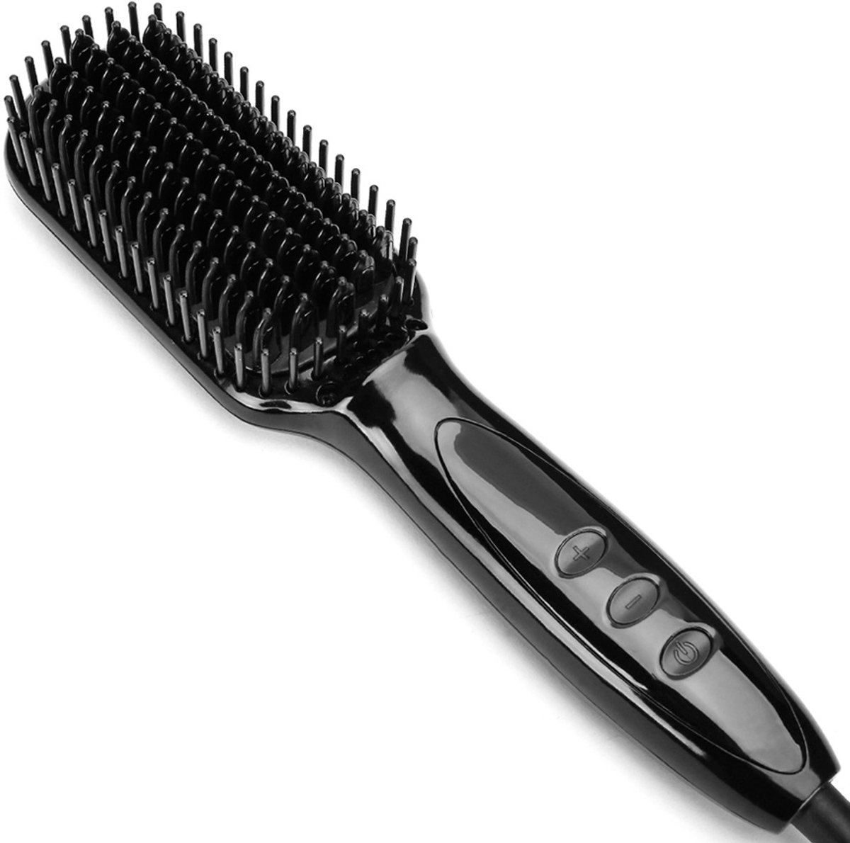 Haarstijlkam voor steil haar, geschikt voor thuis en salon, verwarmde stijlkam, anti-verbrandingsbescherming, stroomindicatie, draaibare voedingskabel, zwart