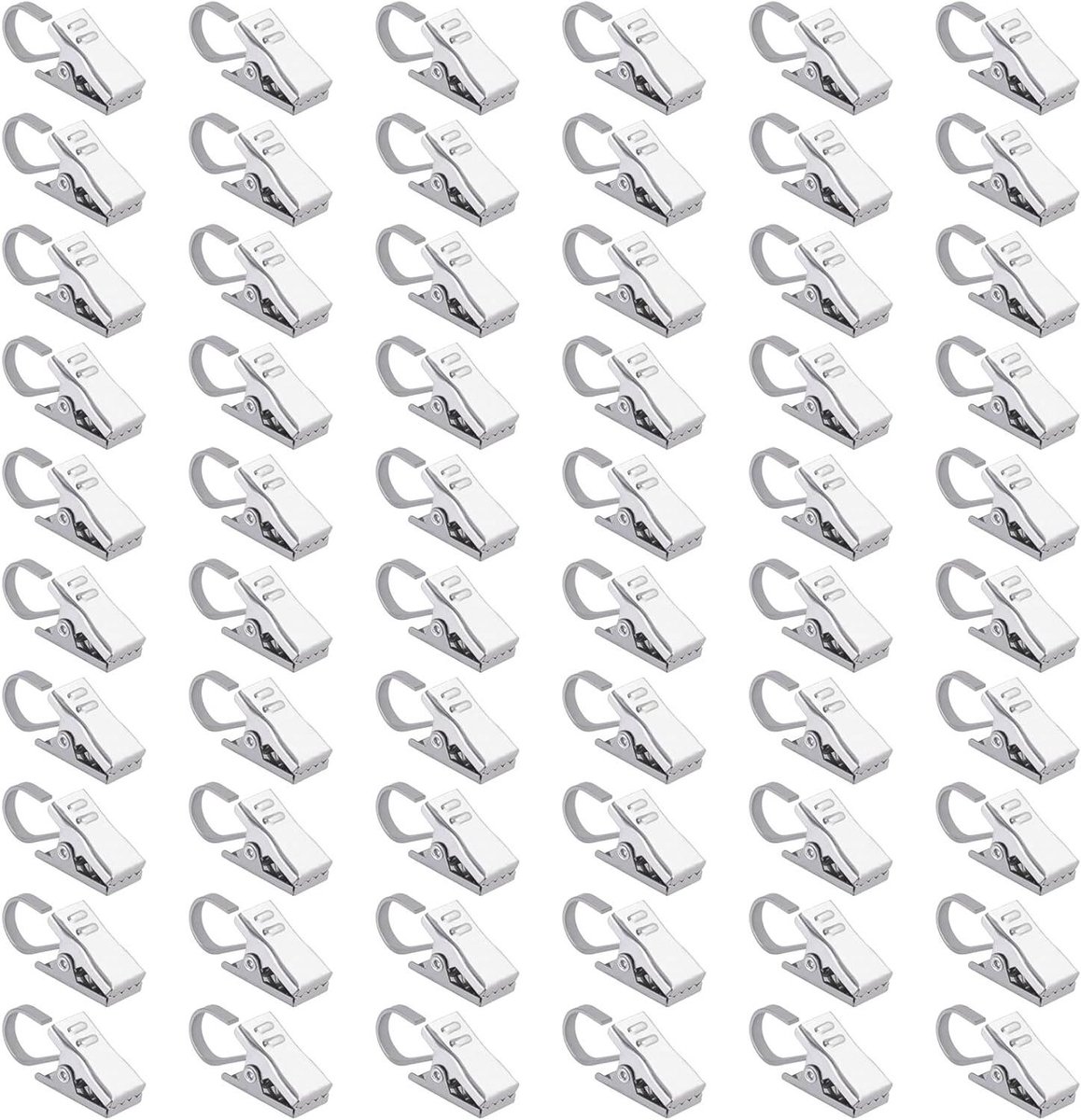 60 stuks roestvrijstalen clips voor gordijnen en decoratie - douchegordijn, lichtsnoer, slaapkamerfoto's
