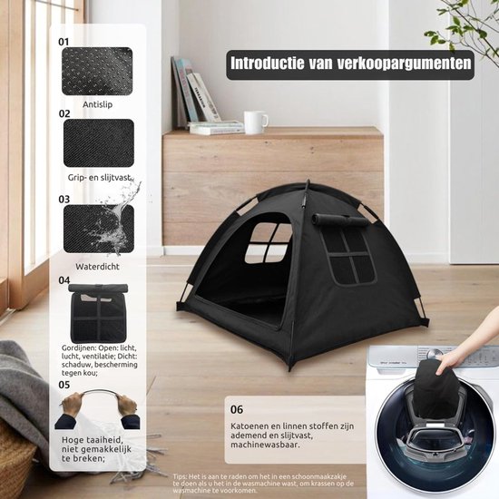 Kattentent - Huisdier tent - Draagbaar Dierenhuis - Kattenhol - Kattenmand Voor Binnen En Buiten - Dierentent - 57,9 x 57,9 x 45 cm van Furbo — afbeelding 2