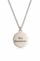 Niet Reanimeren - Ketting - Ronde penning - Volledig RVS/Stainless steel - 50 cm - KA - Zilverkleurig