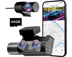 Aurixi® Dashcam Voor en Achter - Dashcamera - Parkeermonitor - Nachtzicht - Zwart - 6cm x 12cm x 7cm
