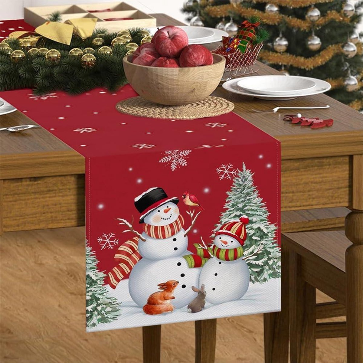 Tafelloper van linnen voor kersttafeldecoratie en slaapkamer, 33 x 183 cm