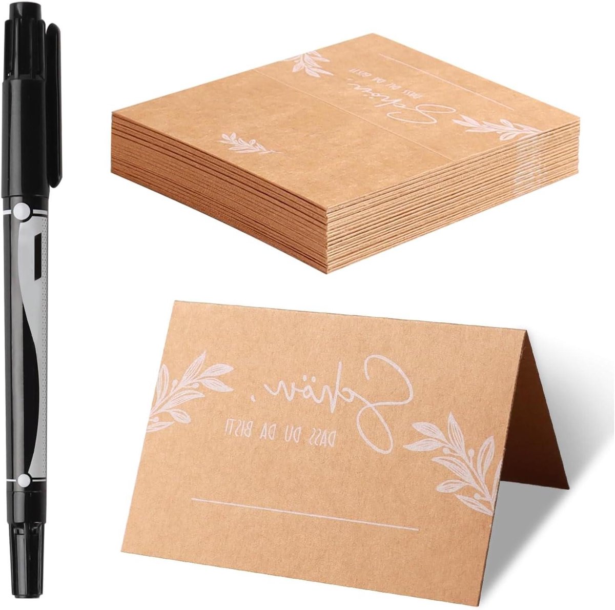Feestelijke Tafelkaarten voor Bruiloften en Verjaardagen - Set van 50 - Blanco met Markeerstift - Naambordjes voor Communie en Vormsel - Decoraties voor Feesten