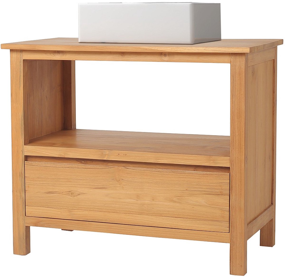 Vente-unique Badkamermeubel in teakhout met enkele wastafel - 90 cm - KETAPANG