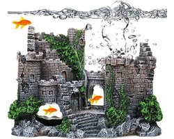 Aquarium decoratie - Hars Kasteel Ornament - Aquarium Decoratie Grot - Aquarium Landschapsornament - Schuilplaats voor vissen en garnalen - Aquariumaccessoires - Aquariumdecoratie voor aquascaping - 17*13*7cm