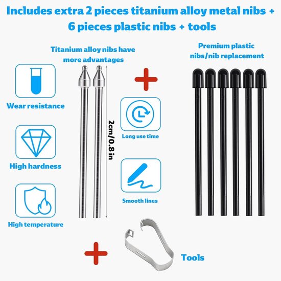 Vervangende Stylus Punten Set voor Tablets, Duurzame Metalen en Plastic Puntenset, Universeel Compatibel met Diverse Samsung Modellen — afbeelding 4