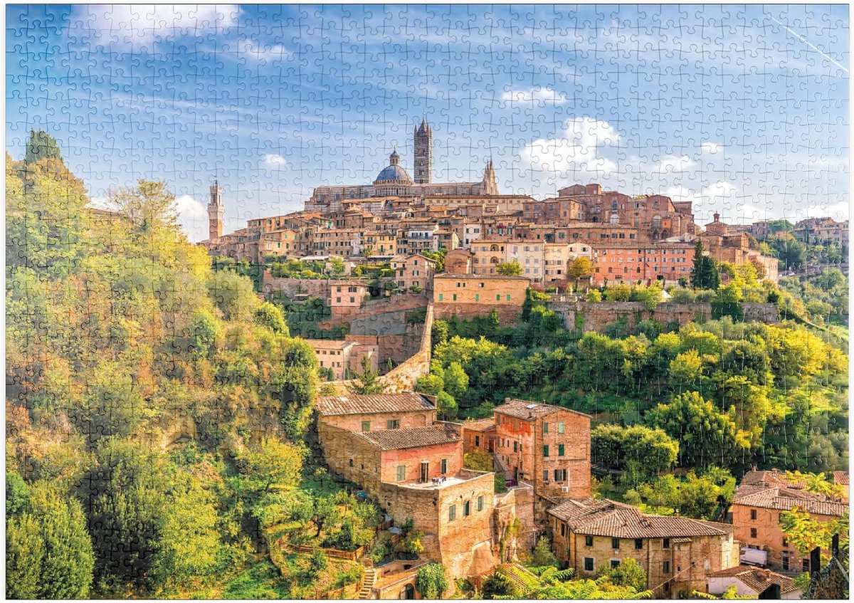 Panorama Puzzel 1000 Stukjes - Uitzicht op Siena, Toscane Italië
