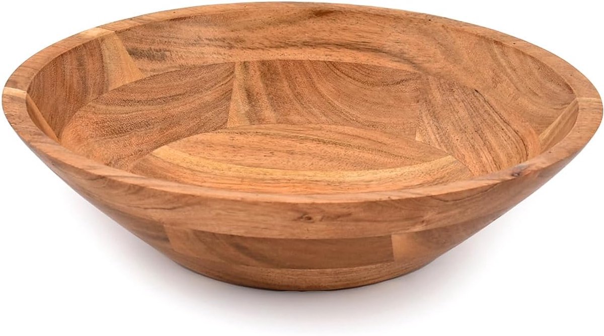 Famanu – Acaciahouten serveerkom 25,4 cm – fruitschaal en slakom voor salade en groenten