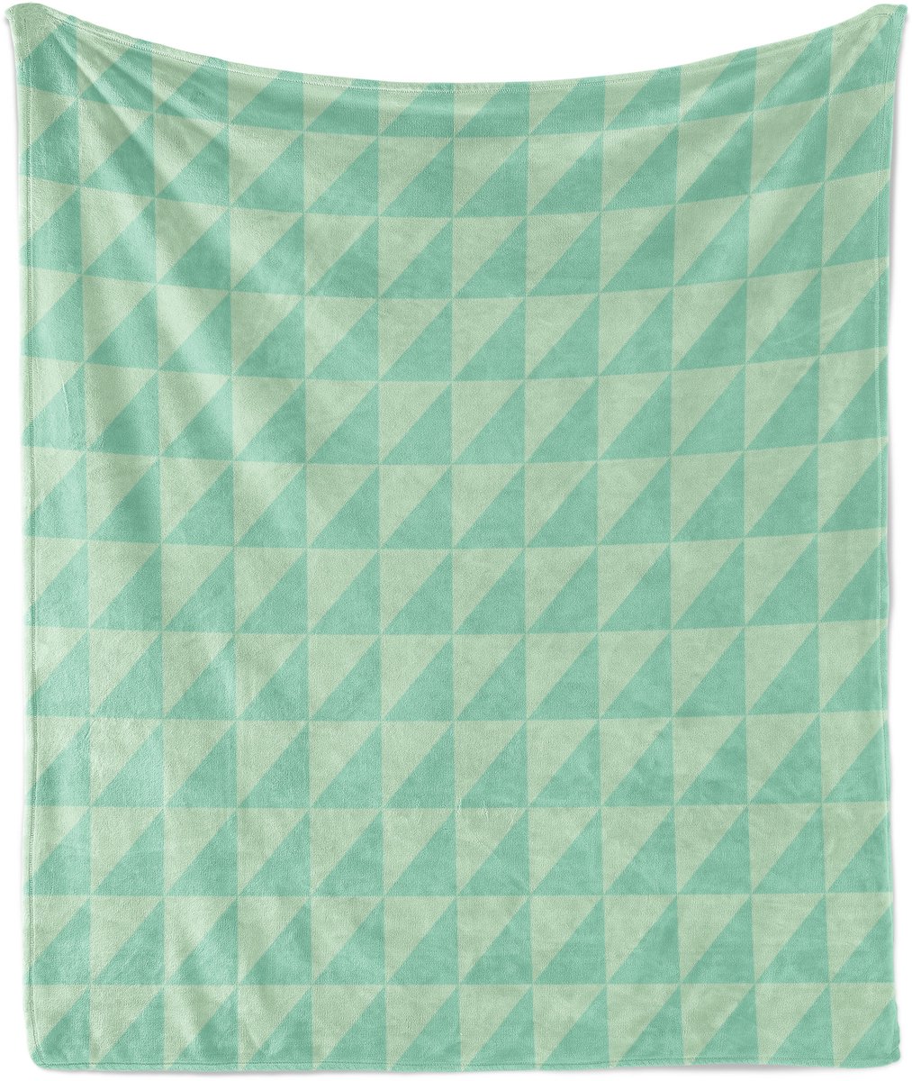 ABAKUHAUS Mint Zachte Flanellen Fleece Deken, Halve Vierkanten en Driehoeken, Gezellige Pluche Plaid, 125 x 175 cm, Mintgroen en Amandelgroen