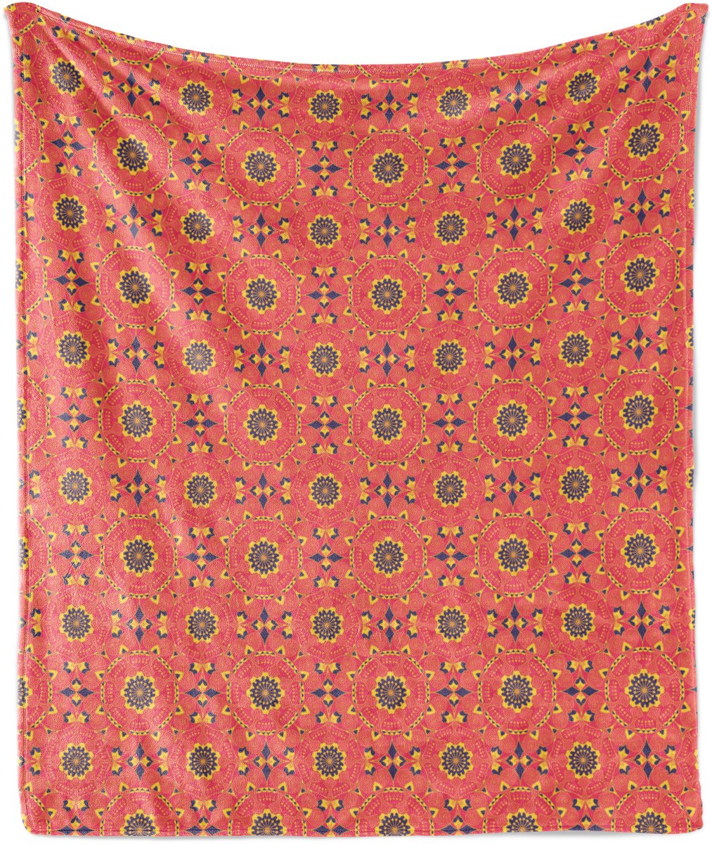 ABAKUHAUS Mandala Zachte Flanellen Fleece Deken, Mandala Patroon, Gezellige Pluche Plaid, 175 x 230 cm, Burnt Sienna Multicolor