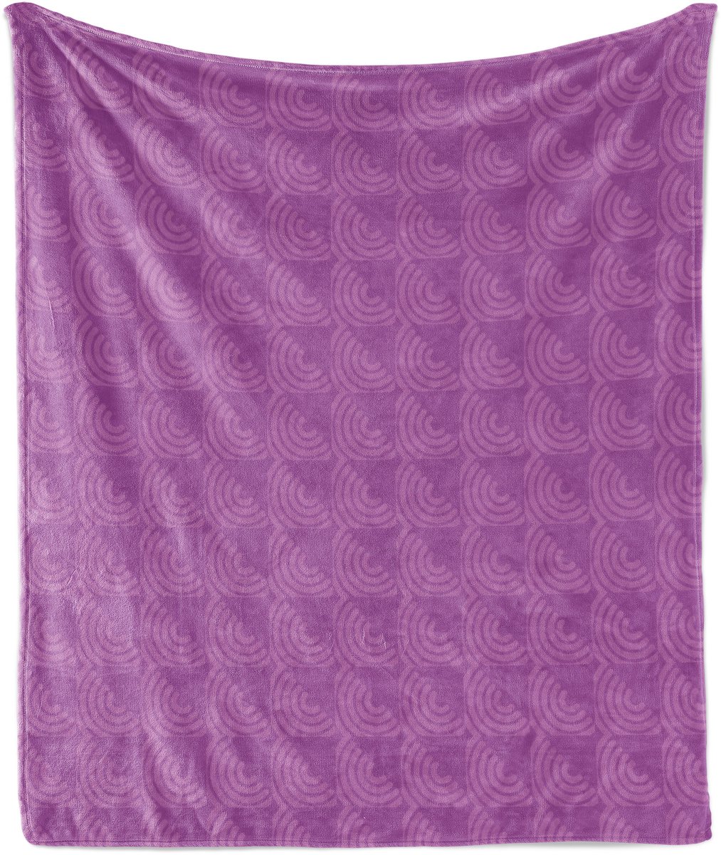 ABAKUHAUS Abstracte zachte flanellen fleece deken, paarse geometrische vormen, knusse pluche plaid, 125 x 175 cm, lichtpaars en fuchsia