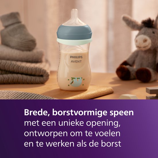 Philips Avent Natural Response Nighttime babyfles 260 ml – Flow 3 – Antikramp – Glow-in-the-dark fles - SCY903/81