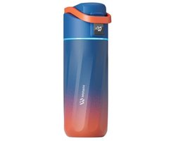 WaterH BOOST Kids - Stalen Drinkfles voor Kinderen met Herinnering om Water te Drinken - Waterfles voor Kinderen - Dubbelwandige & Isolerende stalen drinkfles - Wijde opening & Lekvrij - 475ml - Oranje en Donkerblauw