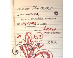 Luxe Geslaagd Wenskaart - Kaart Wenskaarten Examen Geslaagd School Studie Opleiding - Gefeliciteerd Diploma - Zwoegen Zweten Feest - 13.5x12cm - Rood Wit Blauwe Envelop - Art of Cards - Gratis Verzonden - Hoge Afnamekortingen