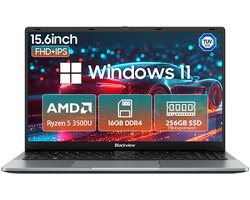 Blackview AceBook 6 Laptop - 15,6 inch Full HD - 16 GB RAM - 256 GB SSD - AMD Ryzen 5 3500U - Windows 11 Notebook - UHD Graphics - Grijs