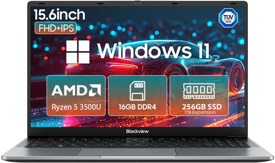 Blackview AceBook 6 Laptop - 15,6 inch Full HD - 16 GB RAM - 256 GB SSD AMD Ryzen 5 3500U - Windows 11 Notebook - UHD Graphics - Grijs - Blackview - Hoofdafbeelding
