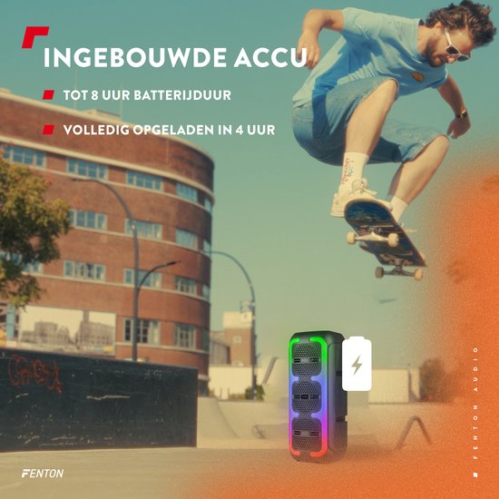 Bluetooth speaker - Fenton Track310 - Muziek box - Met microfoon - Lichteffecten - Oplaadbare accu — afbeelding 4