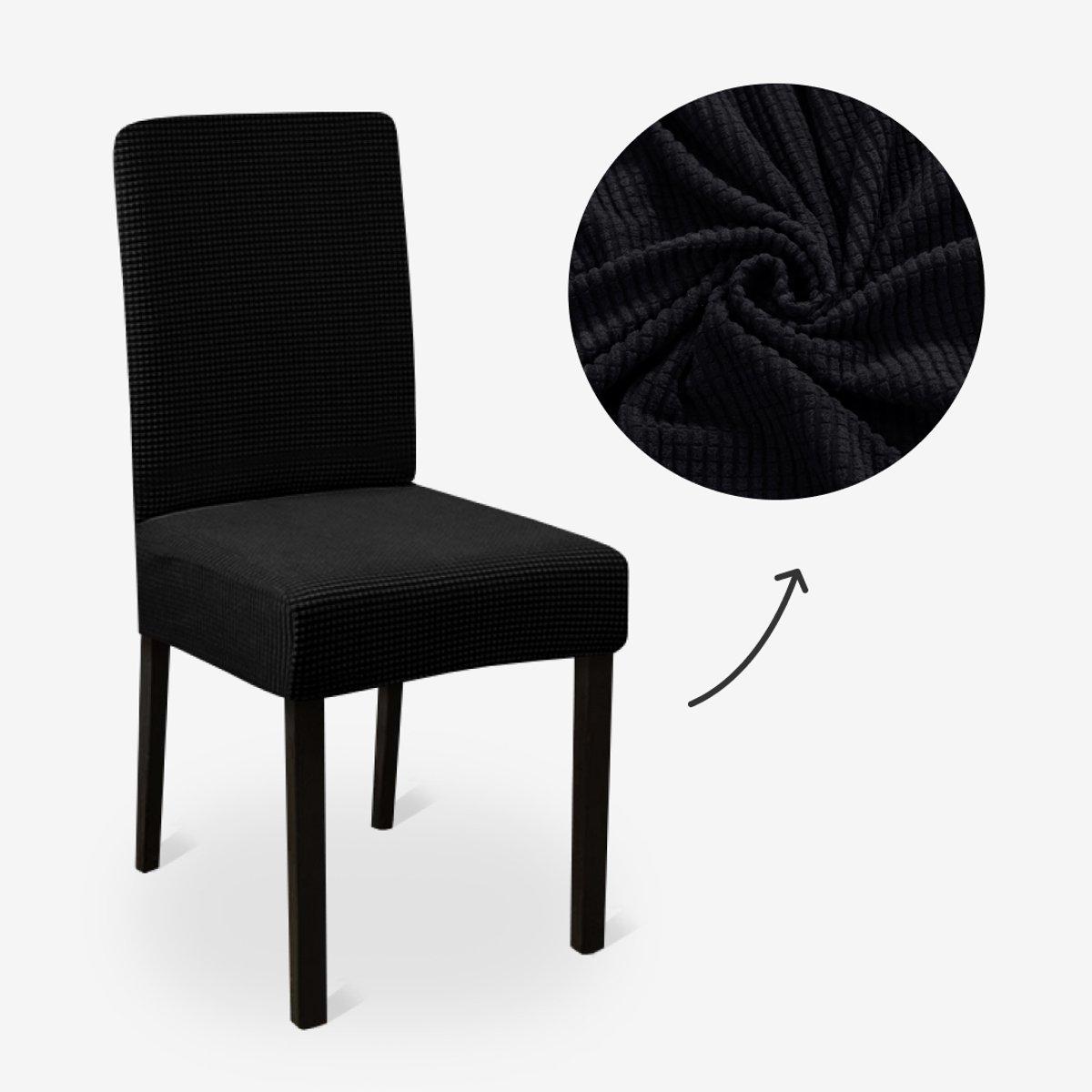 BankhoesDiscounter Knitted Stoelhoes – Eetkamer Stoelhoezen – Zetelhoes - Hoezen voor Eetkamerstoelen - Stoelbeschermers - Stoelhoezen Stretch - Zwart