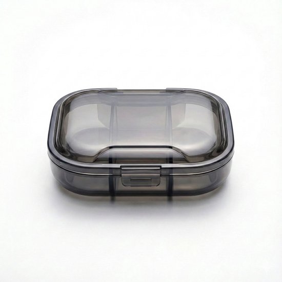 Petit pilulier 3 compartiments – Dailydose Pilulier compact pour 1 jour – Noir transparent – Pour la maison et les déplacements